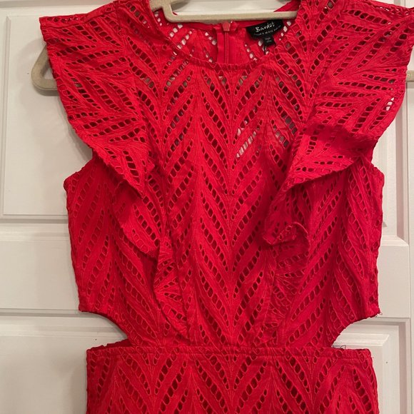 Bardot - Kira Crochet Ruffle Mini Dress | Lipstick Red | Size: US 4 / XS | NWT - Picture 5 of 12